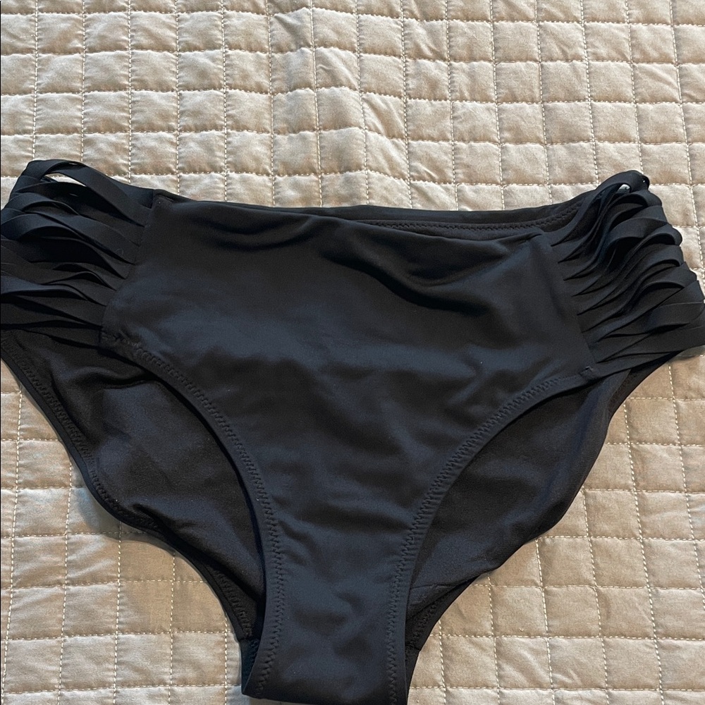 Athleta Black Bikini Bottom with Side Strap Detail